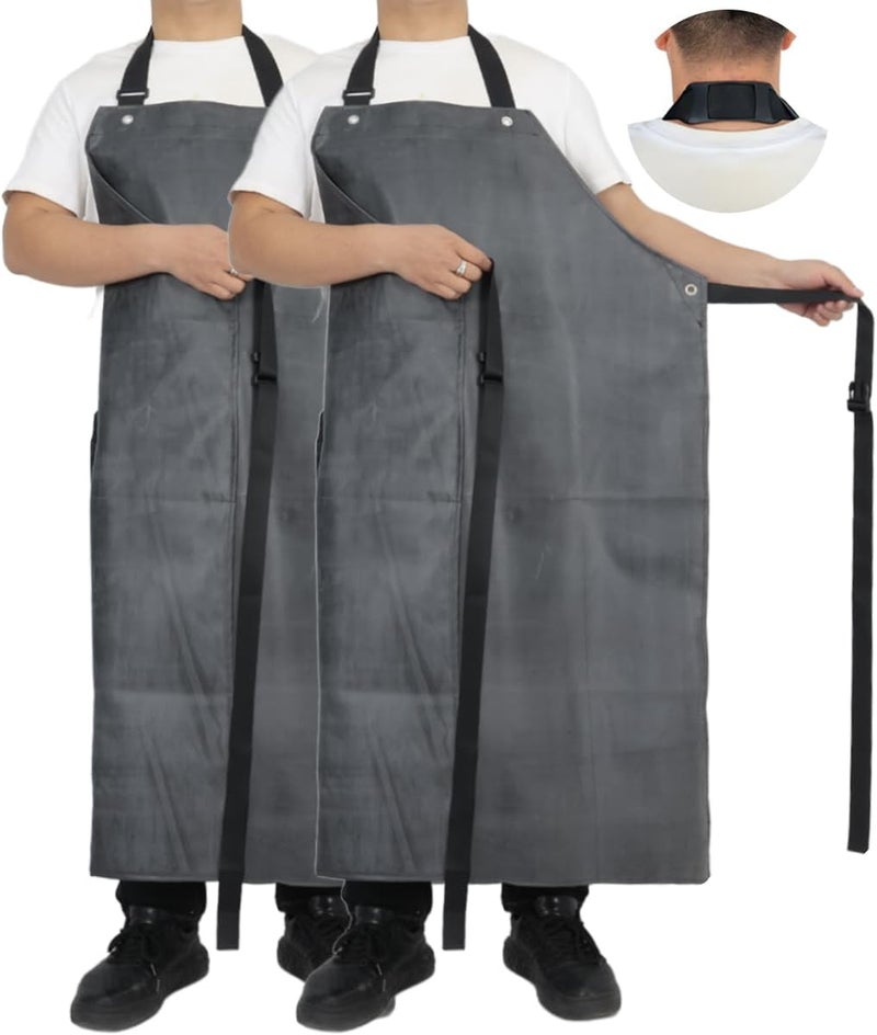 STPGIFC Thick Rubber Apron, Waterproof Apron Butcher Heavy Duty Chemical Resistant Adjustable Work Apron - Image 1